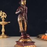 Rare 20" Standing Parvati Brass Statue | Antique Bronze Divine Murti with Sharp Features | Traditional Temple Decor